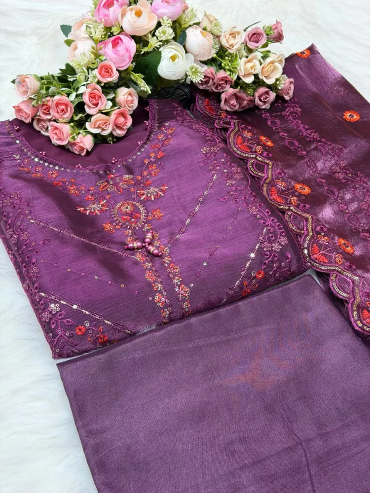 Premium Embroidered Jimmy Chu Georgette 4-Piece Set for Women - Shopemart 1
