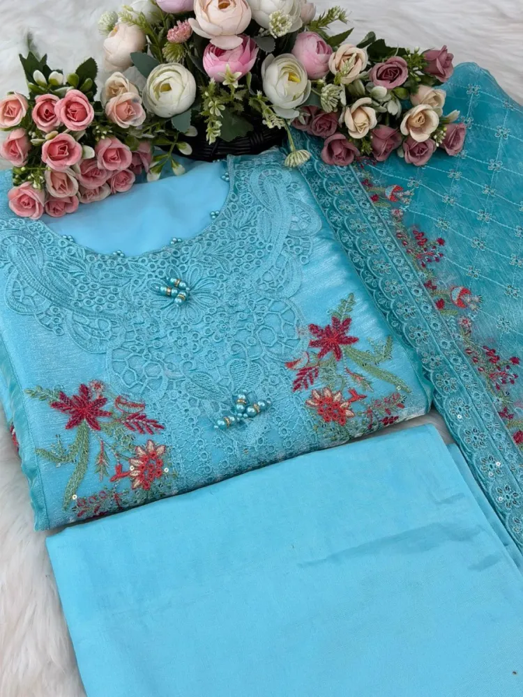 Premium Embroidered Jimmy Chu Georgette 4-Piece Set for Women - Shopemart 1