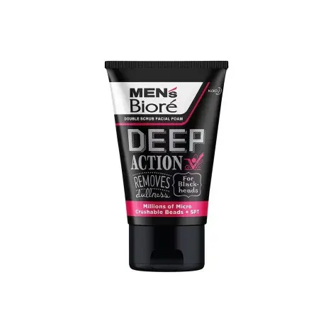 Biore Men's Deep Action For Black Heads Double Scrub Facial Foam 100g — BIORE face wash