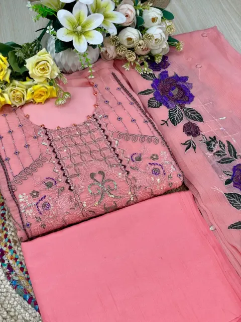 Premium Embroidered Shiffon Georgette 4-Piece For Women - Shopemart 1