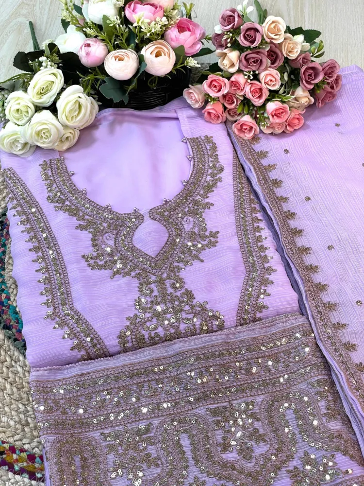 Premium Embroidered Shiffon Georgette 4-Piece For Women - Shopemart 1