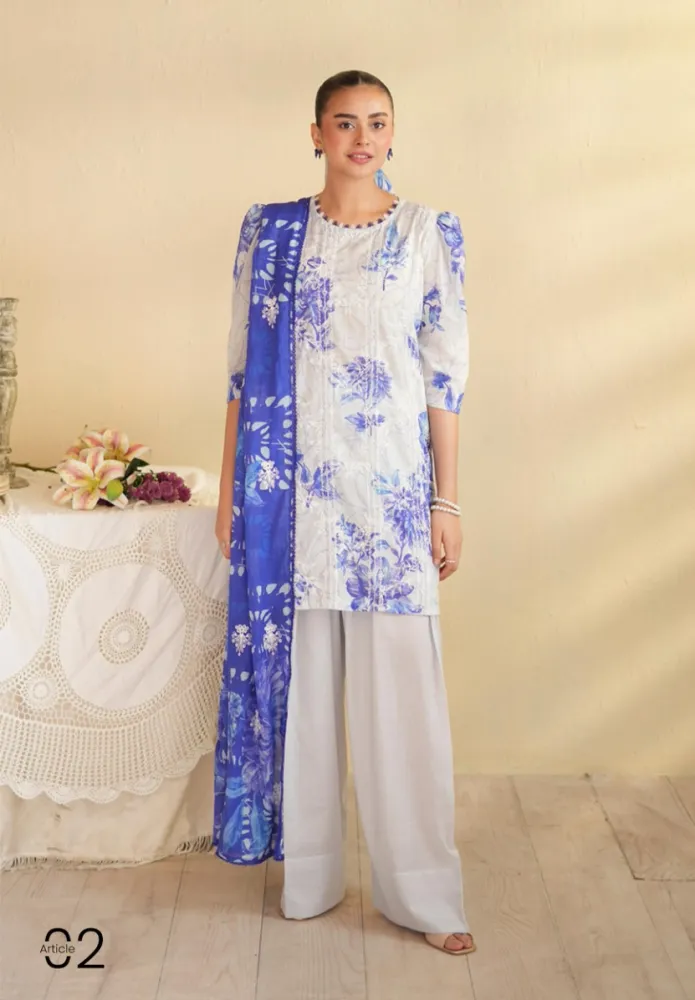 Gulljee Kroma Embroidered Digital Printed Lawn - Shopemart 1