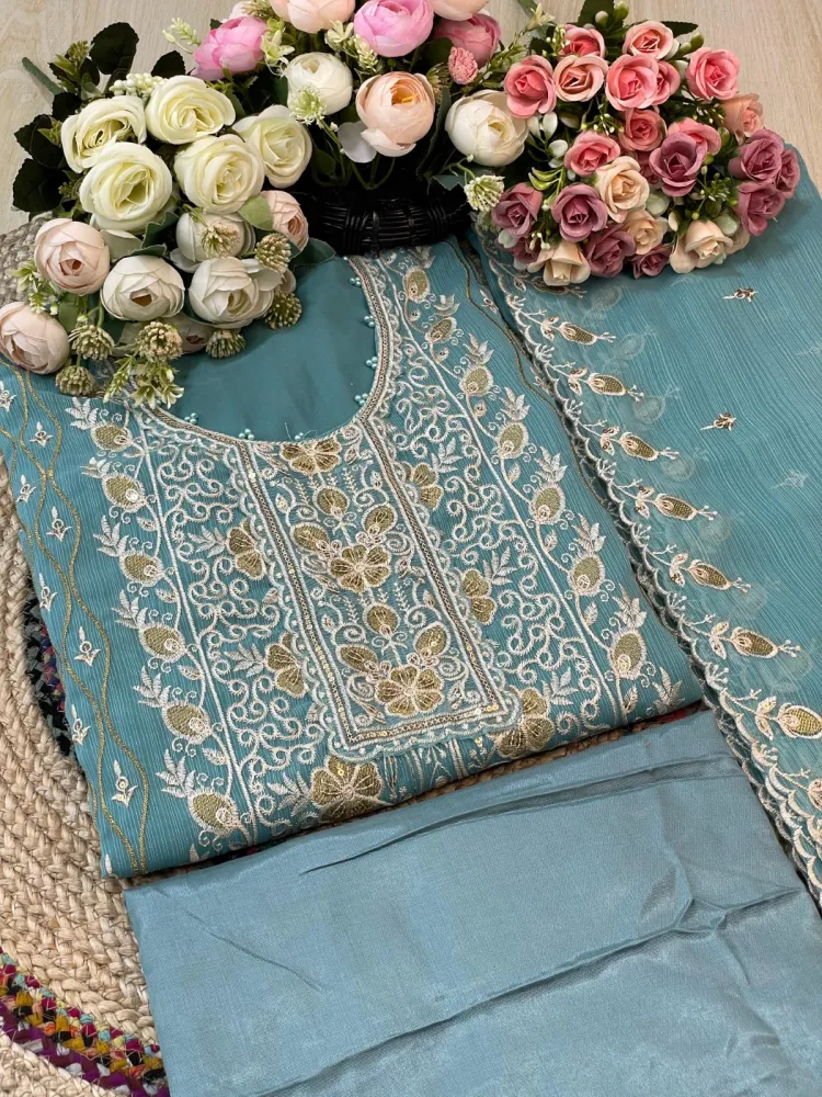 Premium Embroidered Shiffon Georgette 4-Piece For Women - Shopemart 1