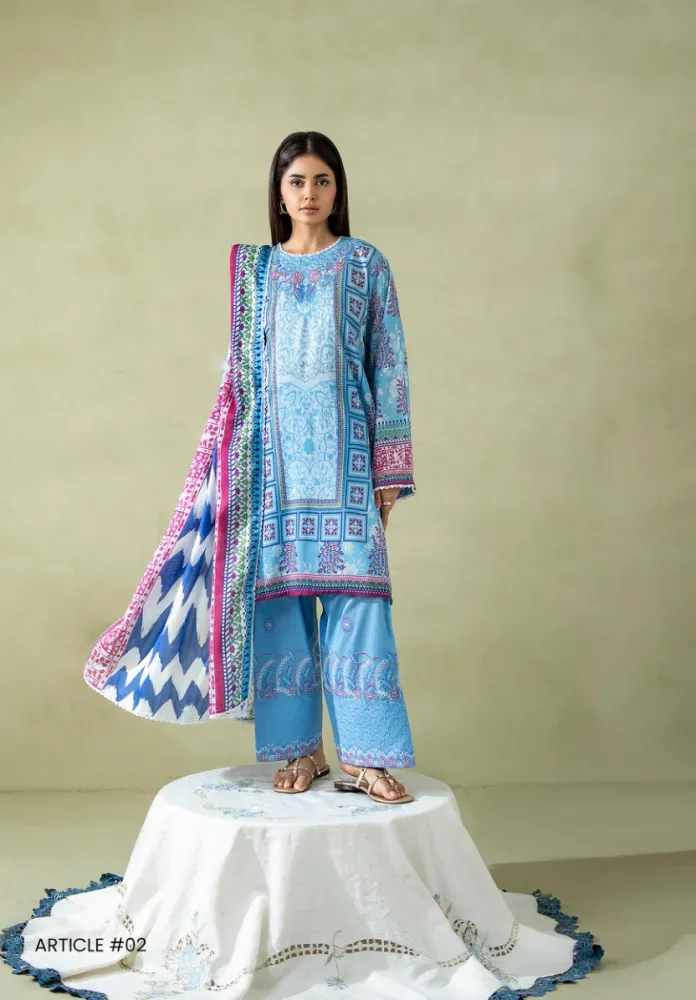 Pakistani Lawn Suit three piece collection - Shopemart 1