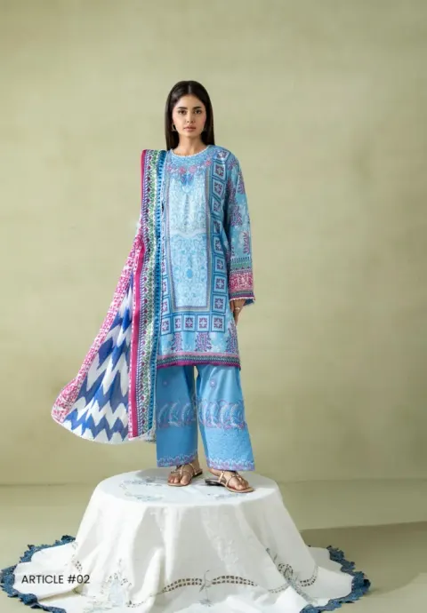 Pakistani Lawn Suit three piece collection - Shopemart 1