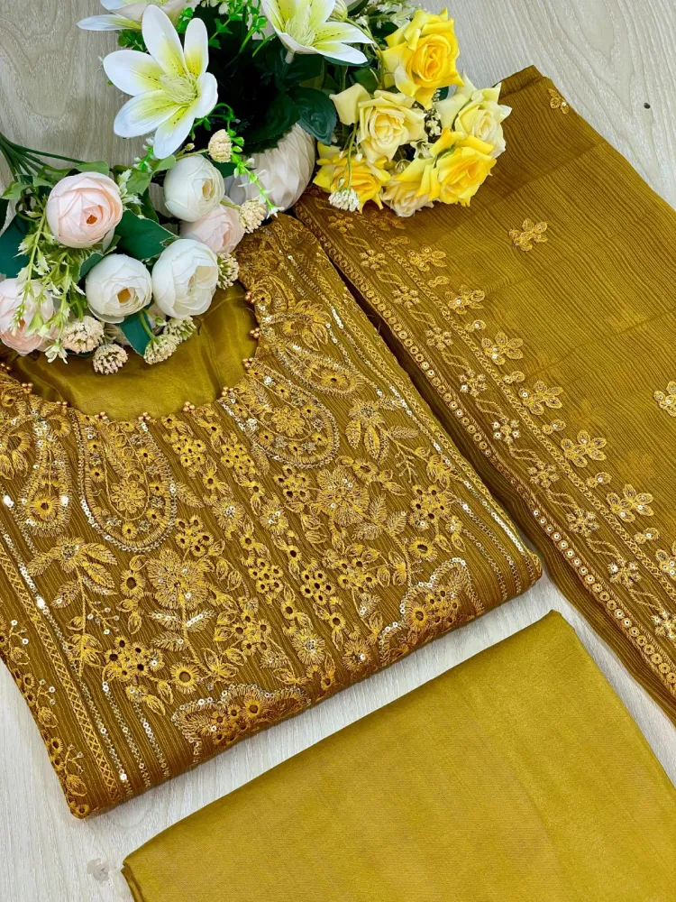 Premium Embroidered Shiffon Georgette 4-Piece For Women - Shopemart 1