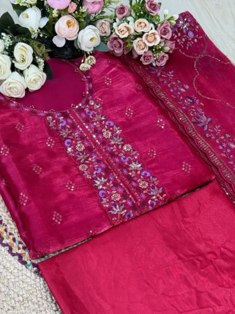 Premium Embroidered Jimmy Chu Georgette 4-Piece Set for Women - Shopemart 1