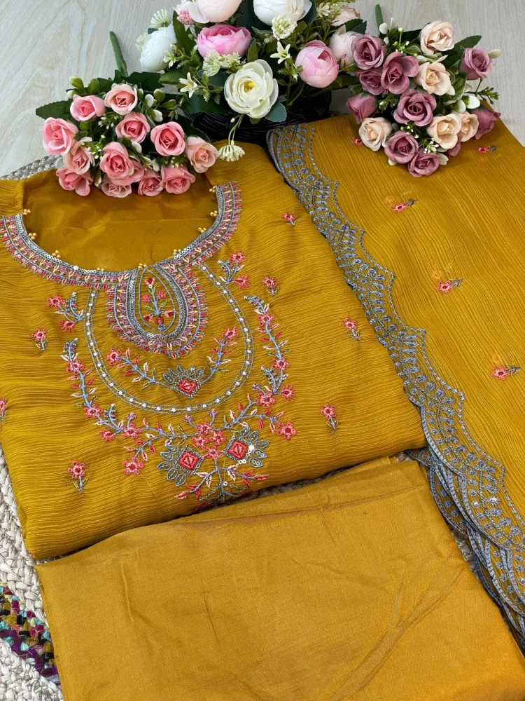 Premium Embroidered Shiffon Georgette 4-Piece For Women - Shopemart 1