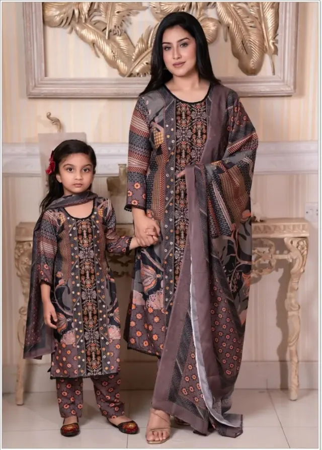Mom & Daughter Matching Premium Cotton Three Piece Set - Shopemart