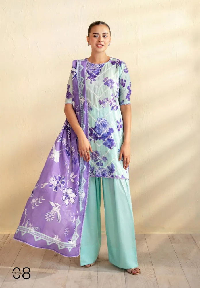 Gulljee Kroma Embroidered Digital Printed Lawn - Shopemart 1
