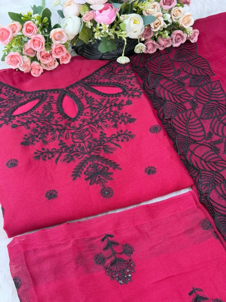 Embroidered Kurta with Palazzo & Dupatta 4-Piece For Women - Shopemart 1