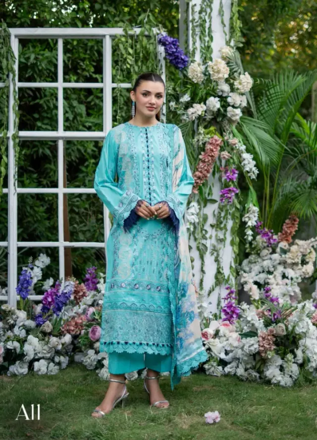 Gulljee Royal Legacy Embroidered Digital Printed Lawn - Shopemart 1