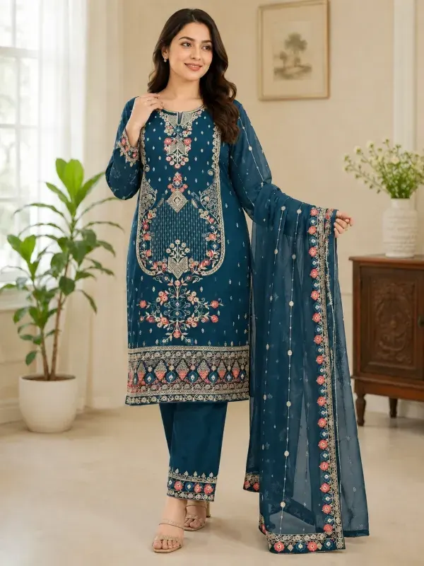 Tore Stylish Embroidered Star Georgette 4-Piece for Women
