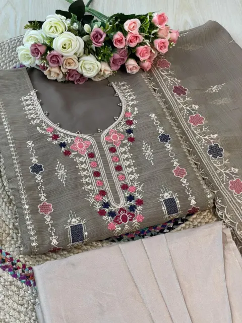 Premium Embroidered Shiffon Georgette 4-Piece For Women - Shopemart 1