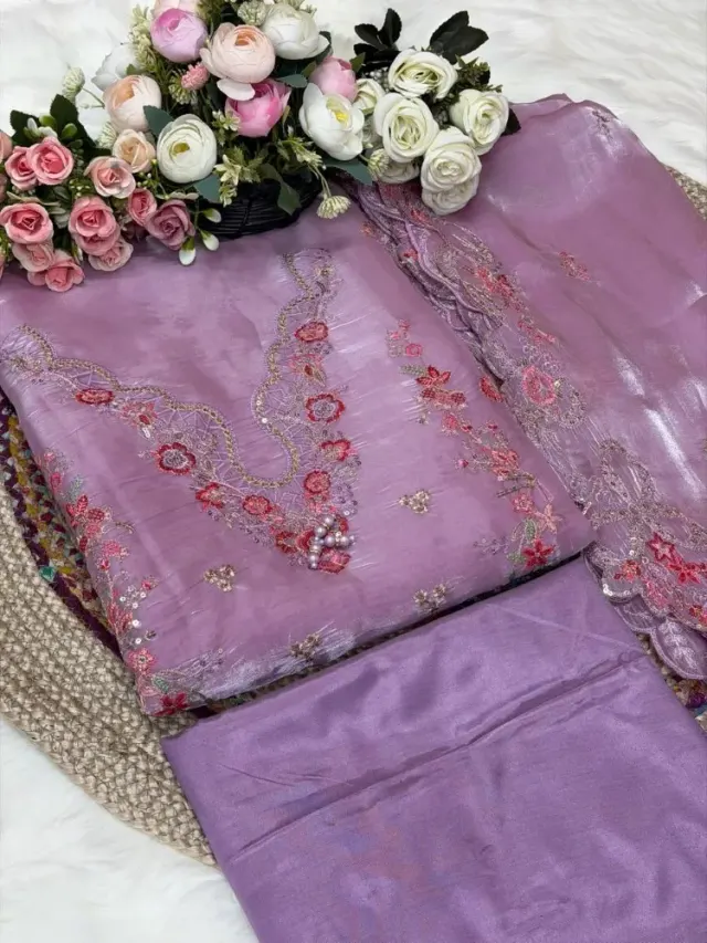 Premium Embroidered Jimmy Chu Georgette 4-Piece Set for Women - Shopemart 1