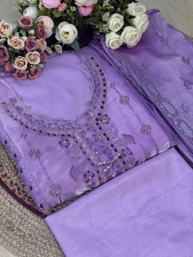 Premium Embroidered Jimmy Chu Georgette 4-Piece Set for Women - Shopemart 1