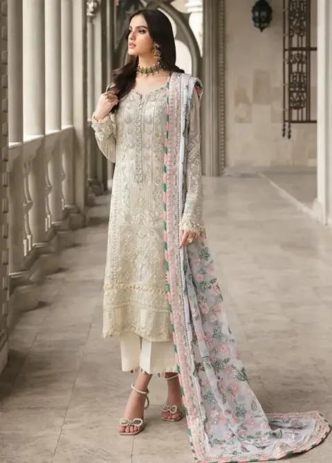 Pakistani Zaha by Gulaal Unstitched Luxury Chiffon Three Piece - Pearl Bush - Shopemart 1