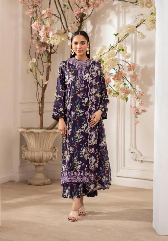Gulljee Ziva Embroidered Digital Printed Lawn - Shopemart 1