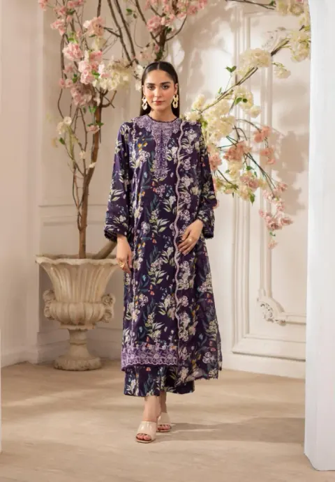 Gulljee Ziva Embroidered Digital Printed Lawn - Shopemart 1