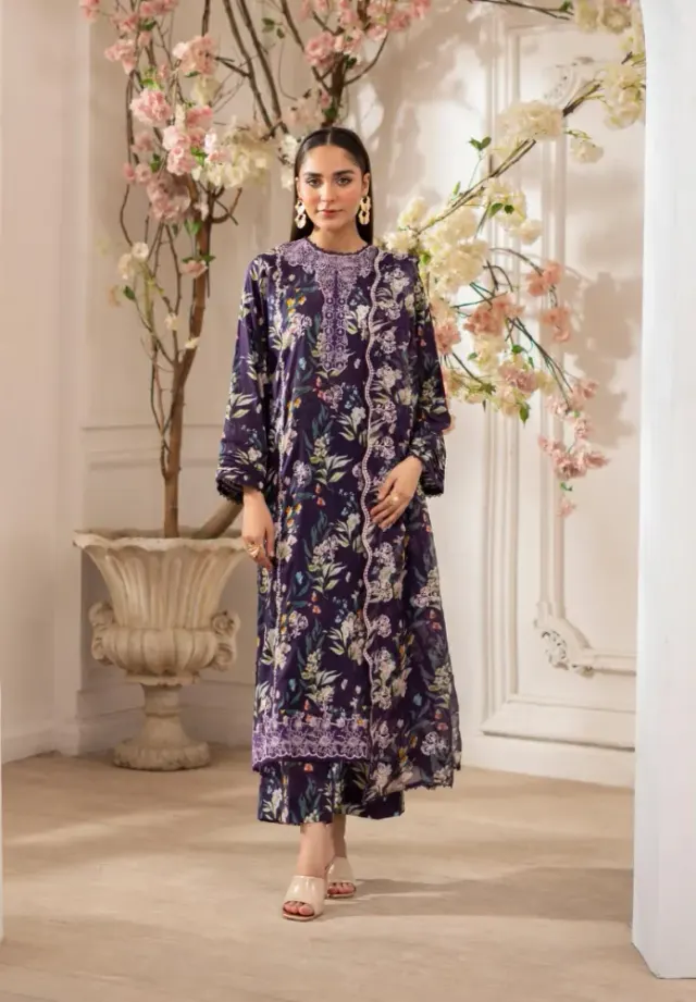 Gulljee Ziva Embroidered Digital Printed Lawn - Shopemart 1