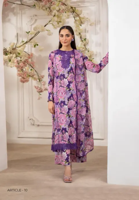 Gulljee Ziva Embroidered Digital Printed Lawn - Shopemart 1