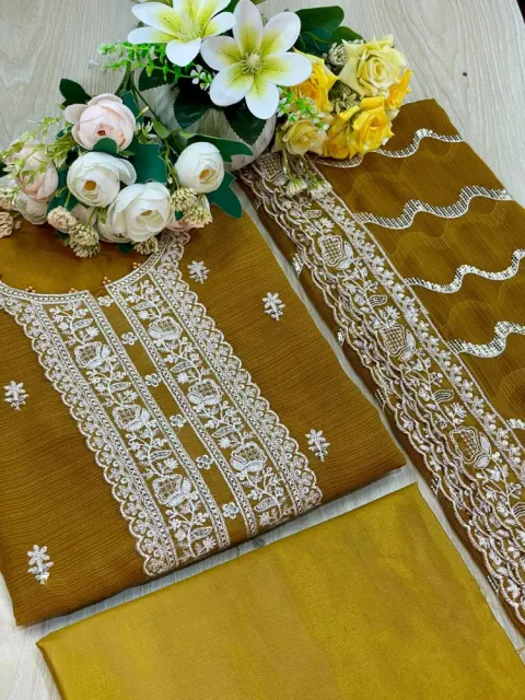 Premium Embroidered Shiffon Georgette 4-Piece For Women - Shopemart 1