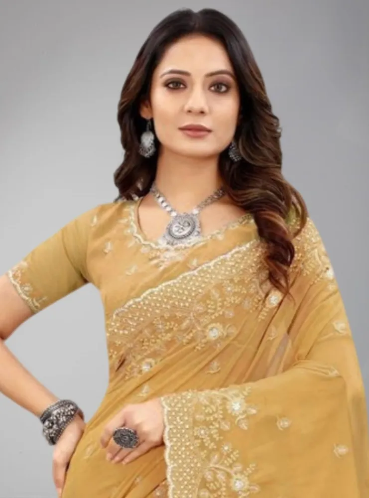 Resham Classic Designer Saree with Embroidery & Multi-Thread Work - Shopemart 1