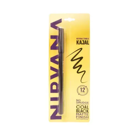 Nirvana No Smudge Coal Black Matte Finish Waterproof Retractable Kajal 1g — NIRVANA makeup product