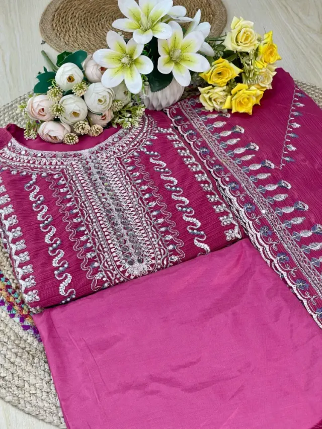 Premium Embroidered Shiffon Georgette 4-Piece For Women - Shopemart 1
