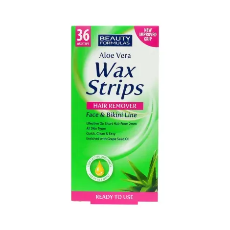 Beauty Formulas Aloe Vera Wax Strips x 36 - Face & Bikini Line Hair Removal — BEAUTY FORMULAS hair care product