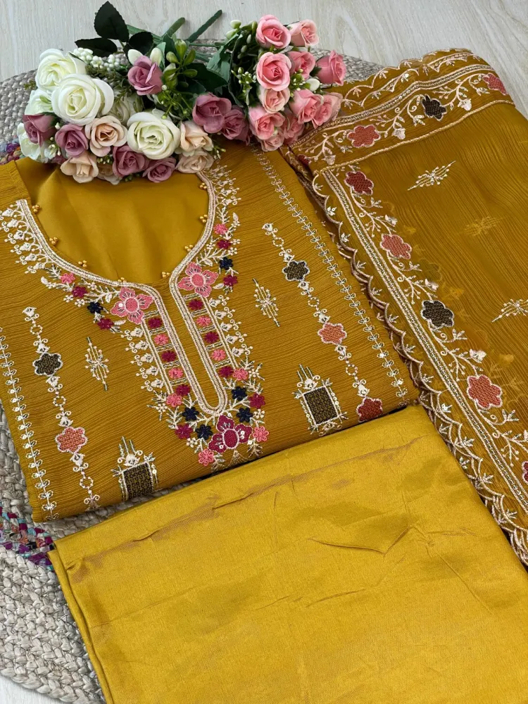 Premium Embroidered Shiffon Georgette 4-Piece For Women - Shopemart 1