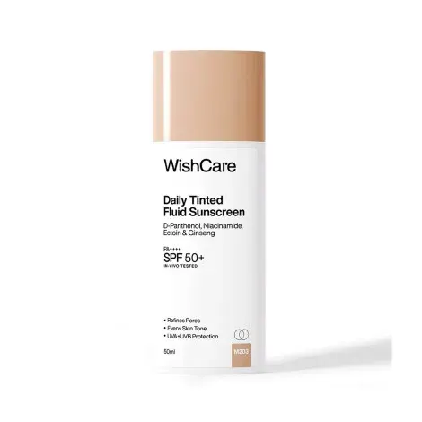 WishCare Daily Tinted Fluid Sunscreen PA++++ SPF 50+ 50ml - M203 — WISHCARE sunscreen