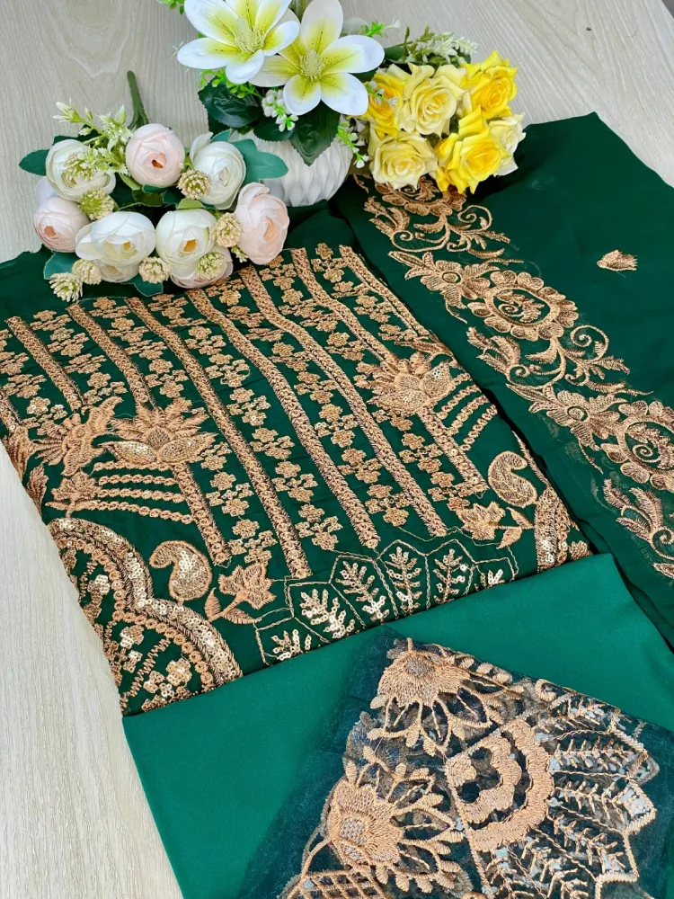 Premium Embroidered Soft Georgette 4-Piece For Women - Shopemart 1