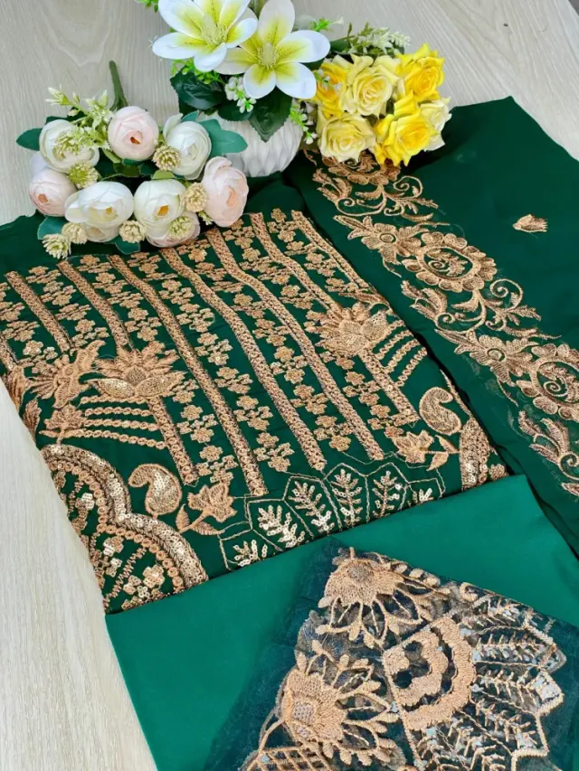Premium Embroidered Soft Georgette 4-Piece For Women - Shopemart 1