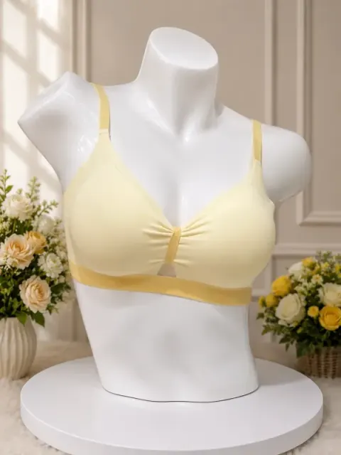 Cream Premium Love Nut Seamless Wireless Bra | Ultra Soft Light Padded Comfort Bra