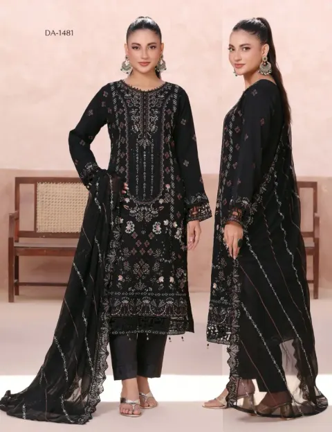 MAHJABEEN – Premium Shifoon Semi-Stitched Collection - Shopemart 1