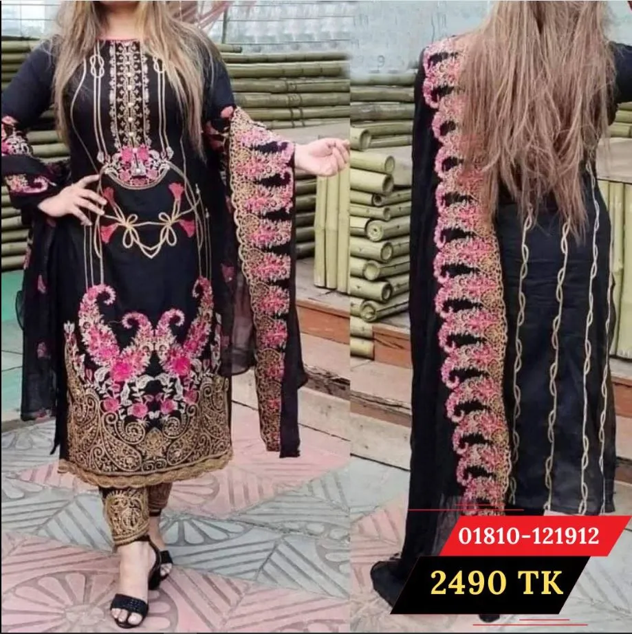 Black Embroidered 3-Piece Salwar Kameez
