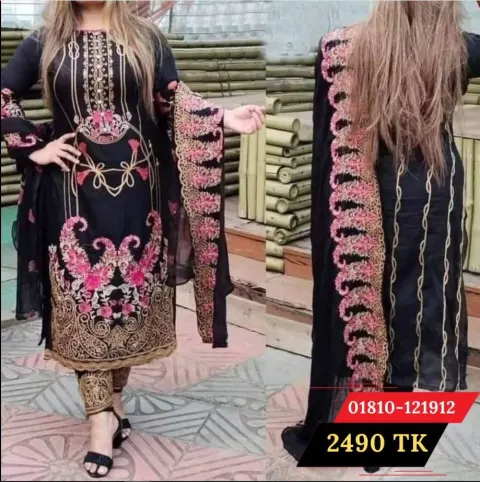 Black Embroidered 3-Piece Salwar Kameez