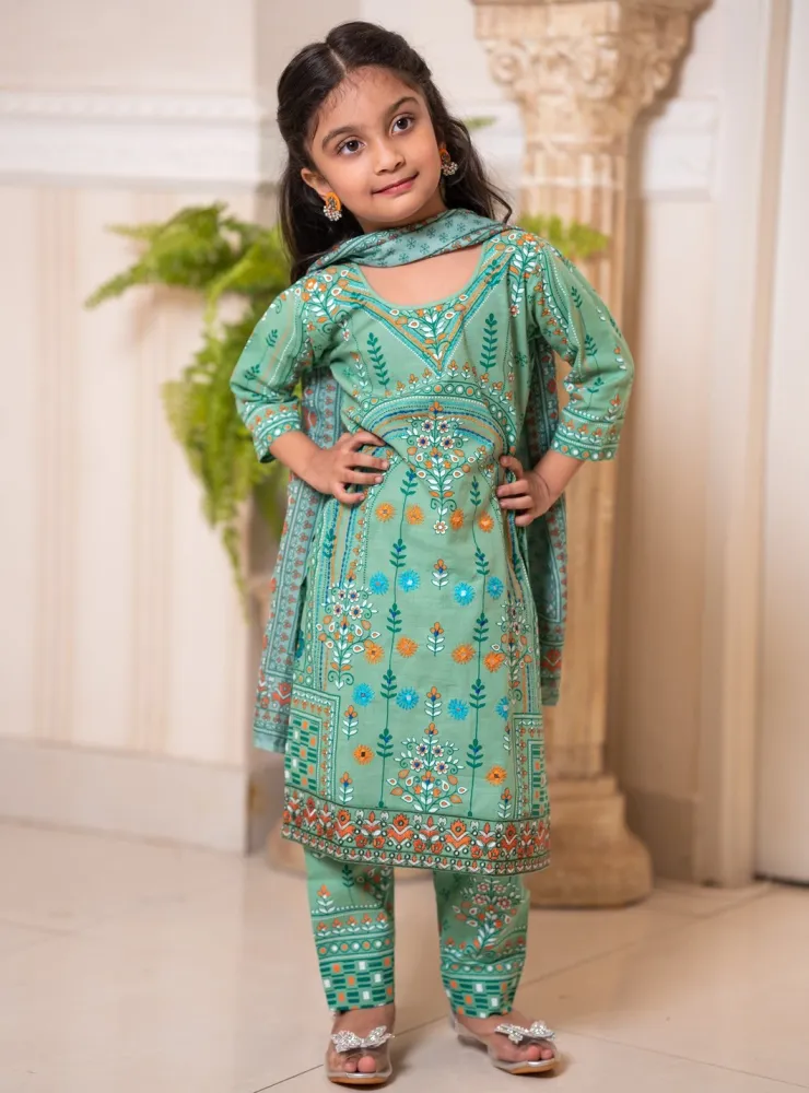 Baby Girl 3-Piece Salwar Kameez Set with Dupatta - Shopemart