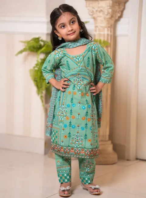 Baby Girl 3-Piece Salwar Kameez Set with Dupatta - Shopemart