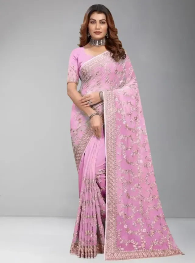 Luxury Designer Saree with Embroidery & Multi-Thread Work