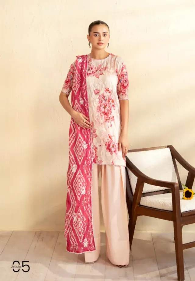 Gulljee Kroma Embroidered Digital Printed Lawn - Shopemart 1