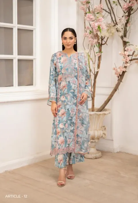 Gulljee Ziva Embroidered Digital Printed Lawn - Shopemart 1