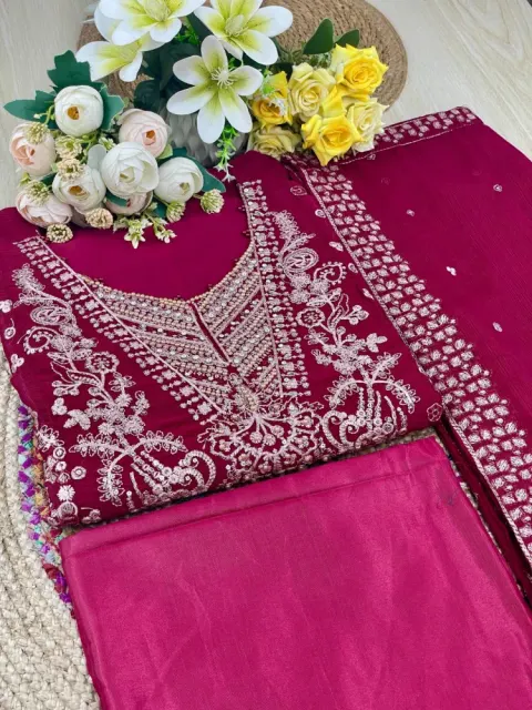 Premium Embroidered Shiffon Georgette 4-Piece For Women - Shopemart 1