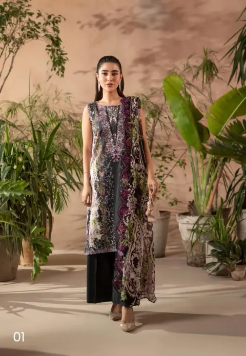 GullJee Rang Pasand Embroidery Lawn - Shopemart 1