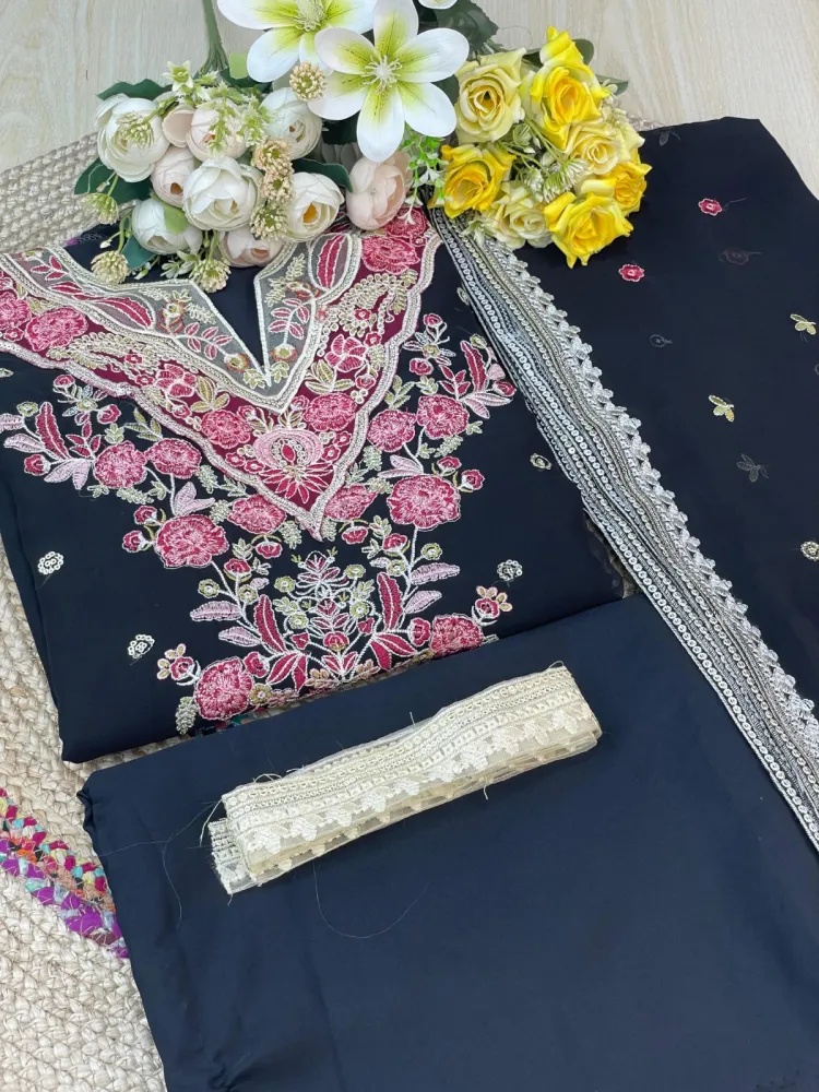 Premium Embroidered Soft Georgette 4-Piece For Women - Shopemart 1