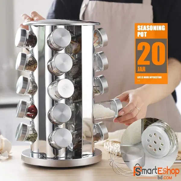20 pc rotating glass spice jar