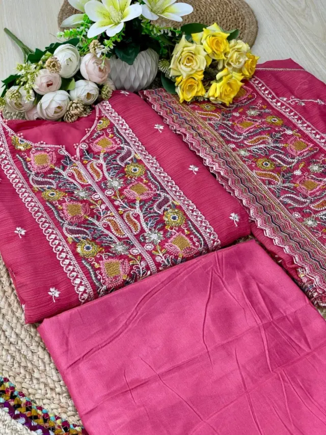 Premium Embroidered Shiffon Georgette 4-Piece For Women - Shopemart 1