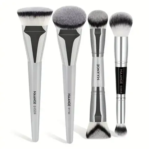 MAANGE 4pcs Silver Face Makeup Brush Set — Maange