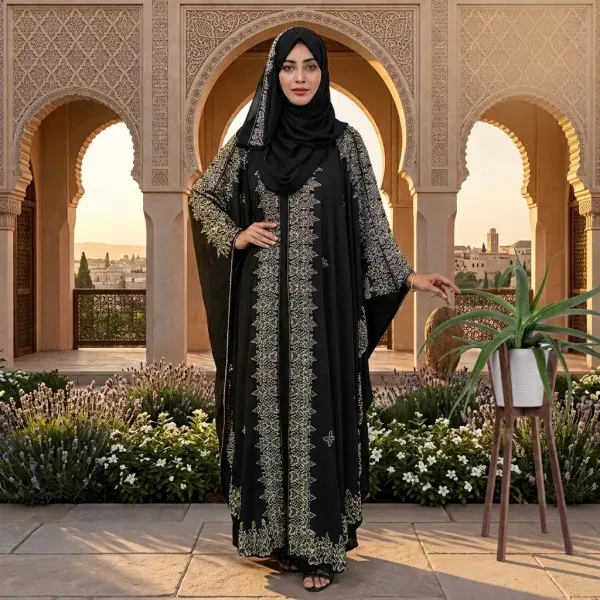 Maroon Premium Dubai Cherry Fabric Double Layer Front Open Borka with Inner & Hijab